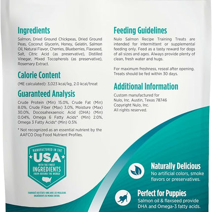 Nulo Trainers Salmon Recipe Grain-Free Low-Calorie Healthy Dog & Puppy Training Treats, 16 Ounce Pouch