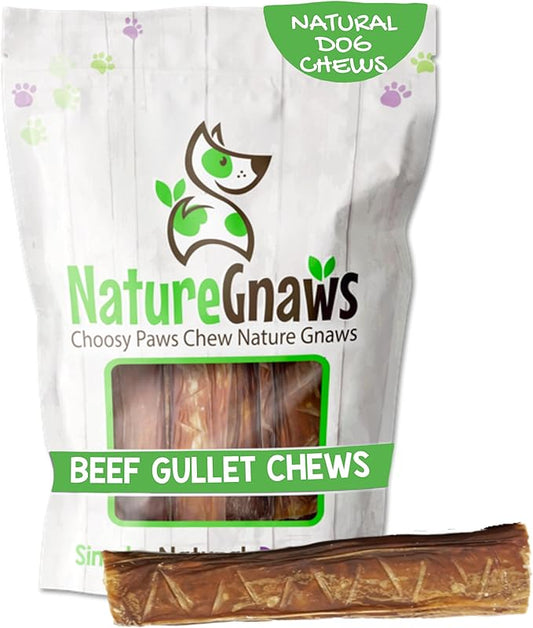 Nature Gnaws Beef Gullet Stuffed Rolls for Dogs (6 Count) - Beef Jerky Chew Treats - Simple Natural Delicious Dog Chews - Training Reward