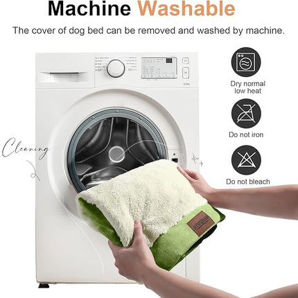 Large Dog Bed Orthopedic Washable: Beds Bolster XXL Bed Big XLarge Dogs Egg Crate Foam Sofa Couch Waterproof Removable Cover - Grass Green