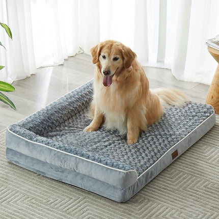 BFPETHOME Orthopedic Dog Bed for Extra Large Dogs-Big Waterproof Sofa Dog Bed with Removable Washable Cover, Large Pet Bed with Waterproof Lining and Nonskid Bottom,Pet Bed for Large Dogs, Grey