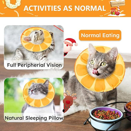 Cat Cone Collar Soft, Waterproof Cat Recovery Collar for Wound Healing Cute Donut Adjustable Kitten Cones to Stop Licking Comfortable NEC Elizabethan Collars for Cats Kittens After Surgery
