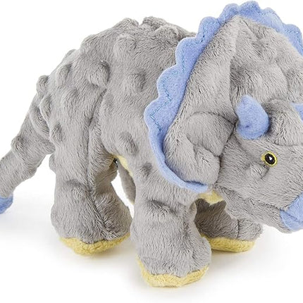 goDog Dinos Frills Squeaky Plush Dog Toy, Chew Guard Technology - Gray, Small