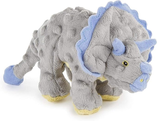 goDog Dinos Frills Squeaky Plush Dog Toy, Chew Guard Technology - Gray, Small