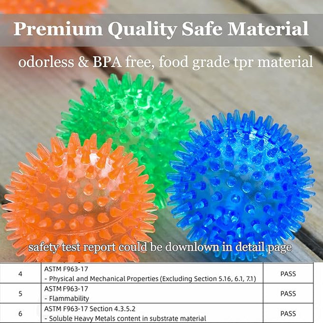 12pack Squeaky Dog Toys Spiky Dog Balls Cleans Teeth and Promotes Dental and Gum Health for Your Pet Squeaker Ball Toys for Aggressive Chewers (S 12PACK)