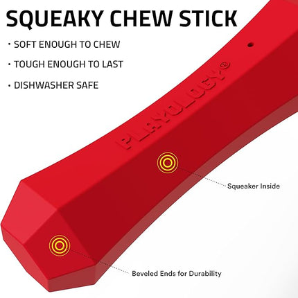 Playology Dog Toys | Durable Squeaky Chew Stick for Dogs| Medium Beef Scented Toy - Easy to Clean and Made from Non Toxic Materials