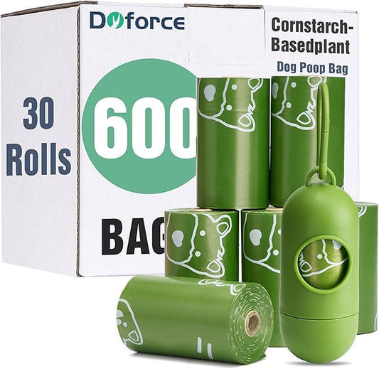 Dyforce Scented Dog Poop Bags,Leak Proof Pet Waste Bags for Dog Walking,Extra Thick and Large Cat Litter Bags for Poop,30 Refill Rolls,600 Bags,9x13",Green