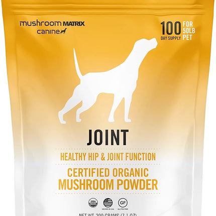 Om Mushroom Matrix Mushroom Joint & Hip Pet Supplement, Promotes Resilient Bones & Joints for Dogs & Cats, 200 Grams, 7.1 oz