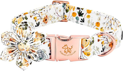 Elegant little tail Dog Collar, Floral Print Spring Pet Collars with Flower Pet Gift Girl Flower Collar Female Adjustable Dog Collars for Large Dogs