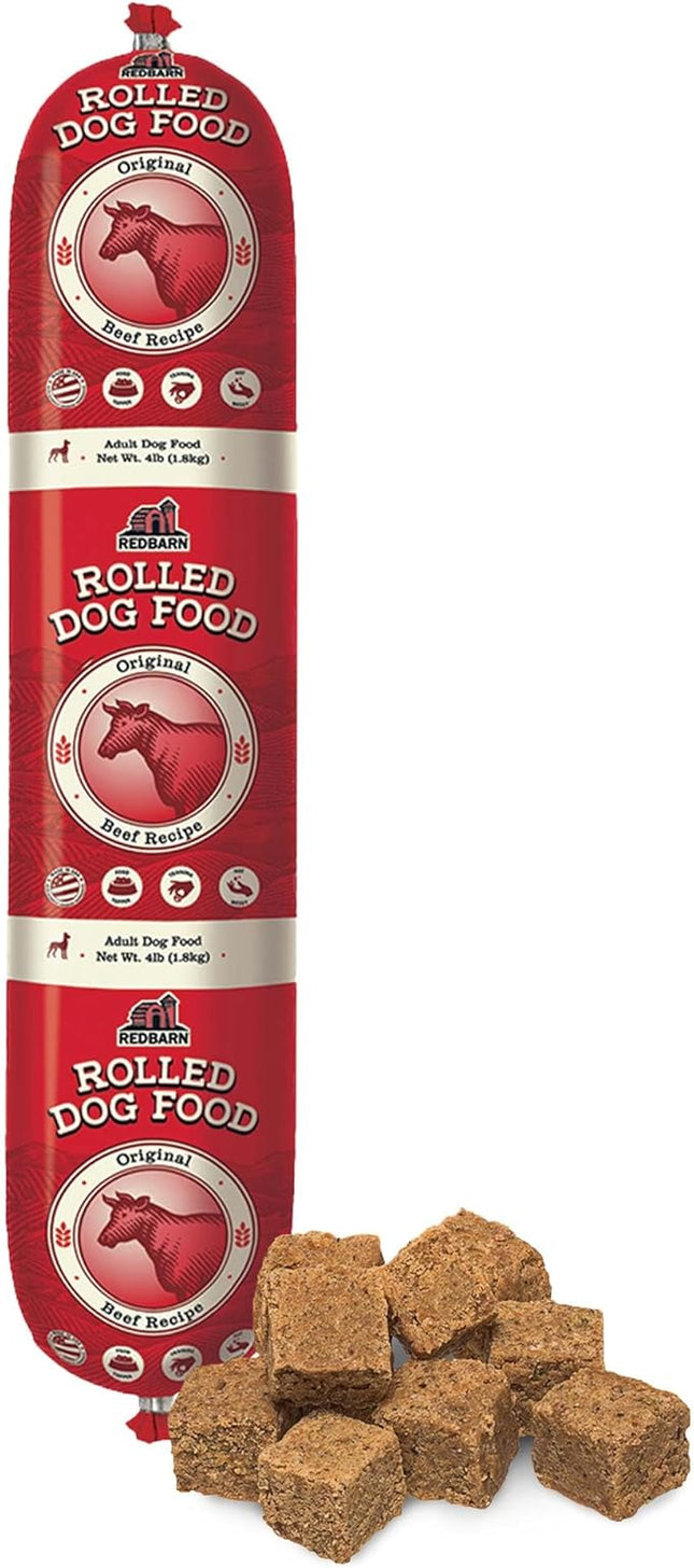 Redbarn Pet Products All-Natural Premium Rolled Dog Food, Beef Recipe - Soft Semi-Moist Wet Formula for High Protein Diet, Training Rewards, & Treat Pill Concealer - 4 lb, 1 Count