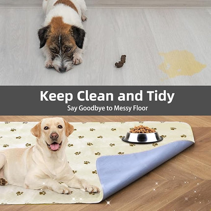 PUPTECK Washable Pee Pads for Dogs - Waterproof Reusable Puppy Potty Training Pads Whelping Mat - Fast Absorption Non-Slip Pet Food Feeding Mat (Beige, 48x60 Inch (Pack of 2))