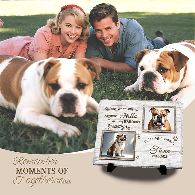 Personalized Pet Memorial Stone, Custom Dog Memorial Gifts for Loss of Dog with Photo Name Date, Dog Remembrance Gift, Loss of Dog Sympathy Gift for Dog Cat Lovers (Quote 3)