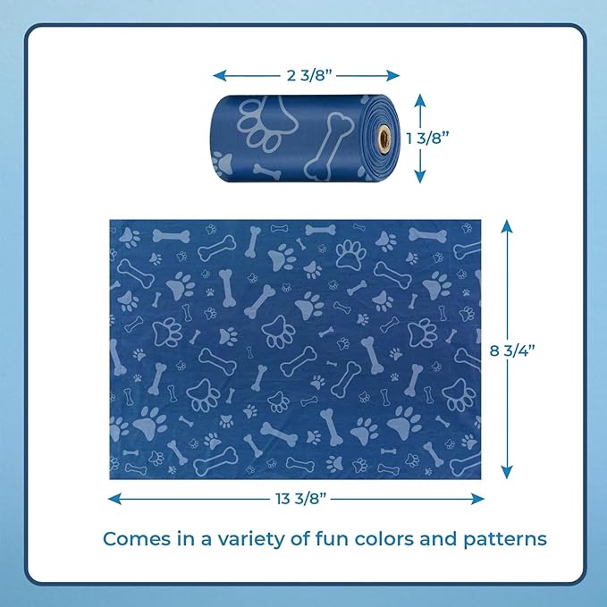 Best Pet Supplies Dog Poop Bags (150 Bags) for Waste Refuse Cleanup, Doggy Roll Replacements for Outdoor Puppy Walking and Travel, Leak Proof and Tear Resistant, Thick Plastic - Royal Blue