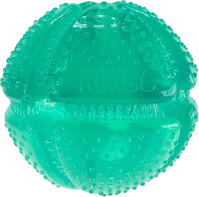 KONG Squeezz Dental Ball - Dog Toy for Cleaning Teeth - Flexible Chew Toy for Gentle & Mild Chewers - for Medium/Large Dogs