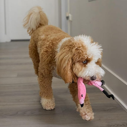 SPOT Skinneeez Flamingo 13 Inch Stuffing-Free Plush Squeaky Dog Toy – Soft Interactive Chew Toy for Small and Medium Dogs – Mess-Free Play for Light & Moderate Chewers