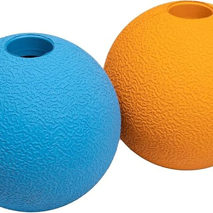 Amazon Basics Dog Toys, Interactive Fetch Rubber Balls, (Pack of 2), 3 inch, Blue, Orange