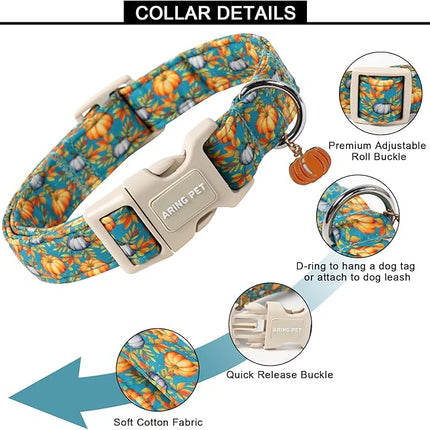 ARING PET Puppy Fall Dog Collar, Autumn Pumpkin Pet Collars for Small Medium Large Girl Boy Dogs Thanksgiving Halloween-XL Size