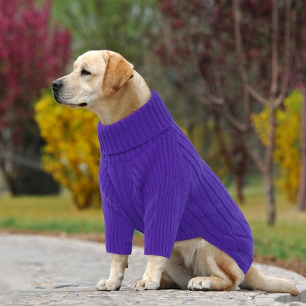 Large Breed Dog Sweaters, Warm Winter Fall Dog Sweaters for Dog Girls Boys, Turtleneck Dog Knitwear, Doggie Christmas Sweater, Pet Sweatshirt Clothes Outfit Knit St. Bernard (Purple XXXXXL)
