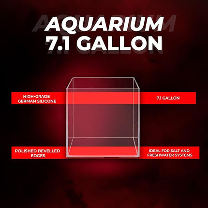 Aquatop High Clarity Low Iron Glass Cube Aquarium, 7.1 Gallon – 5mm Thick Glass – Slim Design – Ideal for Fresh & Saltwater – Desktop Tank with Silicone Sealing