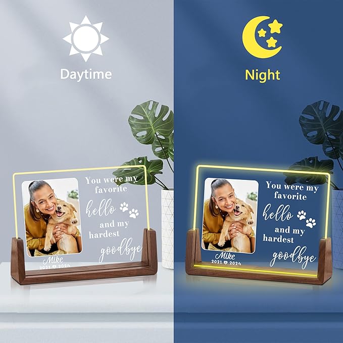 Custom Dog Memorial Night Light, Pet Sympathy Gifts for Dogs, Dog Memorial Gifts for Loss of Dog, Pet Memorial Gifts for Dogs, Dog Memorial Gift Acrylic Night Light, Pet Memorial Gifts for Cats