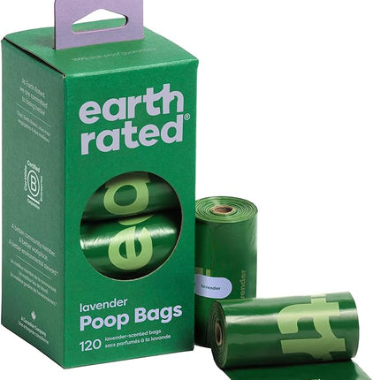 Earth Rated Poop Bags for Dogs Guaranteed Leak Proof and Extra Thick Waste Bag Refill Rolls, Lavender Scented, 120 Bags