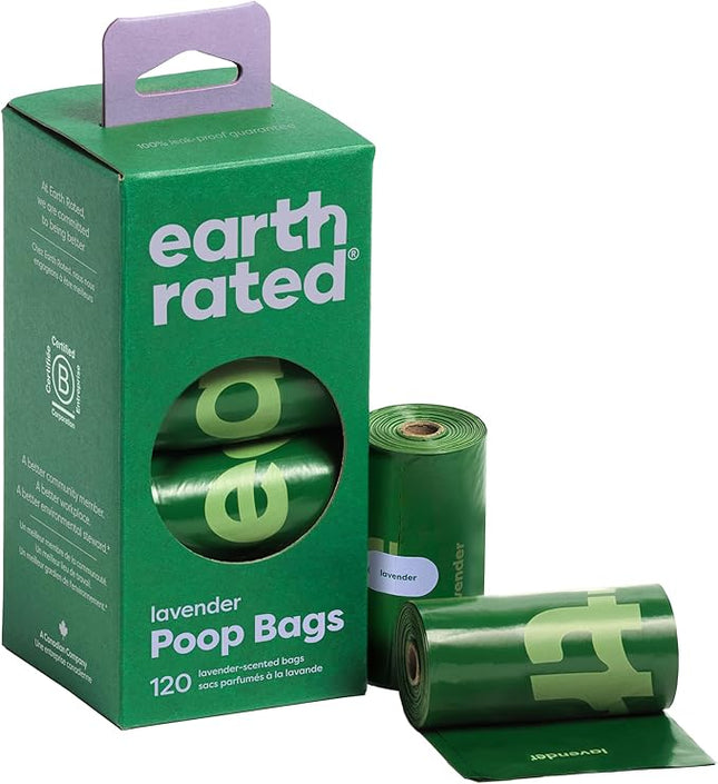 Earth Rated Poop Bags for Dogs Guaranteed Leak Proof and Extra Thick Waste Bag Refill Rolls, Lavender Scented, 120 Bags