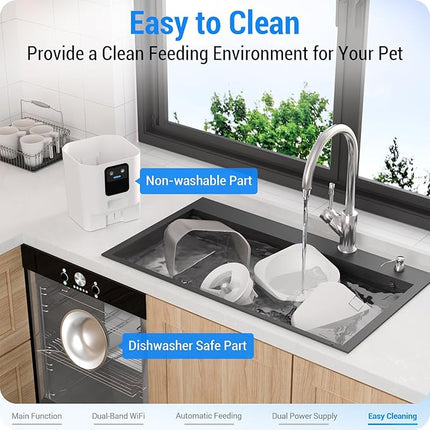 Automatic Cat Feeder with 5G WiFi: Automatic Dog Feeder with APP Control, 7L Timed Auto Cat Food Dispenser with Alexa for Multiple Pets, Detachable for Easy Cleaning - 29 Cup
