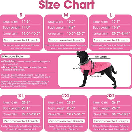 QBLEEV Warm Dog Jacket - Reflective, Adjustable Winter Coat with Turtleneck for Cold Weather, Waterproof Fleece Snowsuit for Small, Medium, Large Dogs