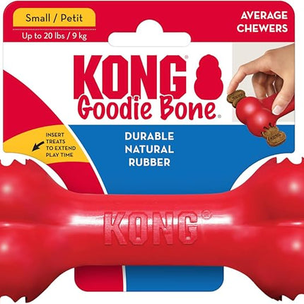 KONG Goodie Bone - Classic Durable Natural Rubber Dog Bone, Supports Mental Engagement - Treat Dispensing - Red - for Small Dogs