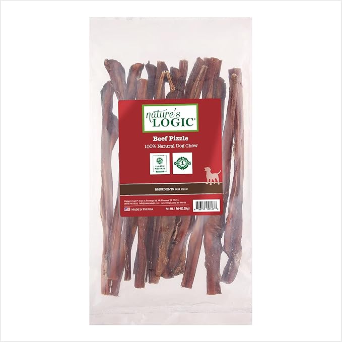 Nature's Logic All-Natural Beef Pizzle Chew Stick - Promotes Dental Hygiene - Recreational Dog Treat for Large/Medium Breeds - Natural Bully Stick - Beef Pizzle Treat
