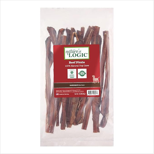 Nature's Logic All-Natural Beef Pizzle Chew Stick - Promotes Dental Hygiene - Recreational Dog Treat for Large/Medium Breeds - Natural Bully Stick - Beef Pizzle Treat