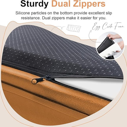 Large Dog Bed Orthopedic Washable: Beds Bolster XL Bed Big XLarge Dogs Egg Crate Foam Couch Sofa Waterproof with Removable Cover - Orange