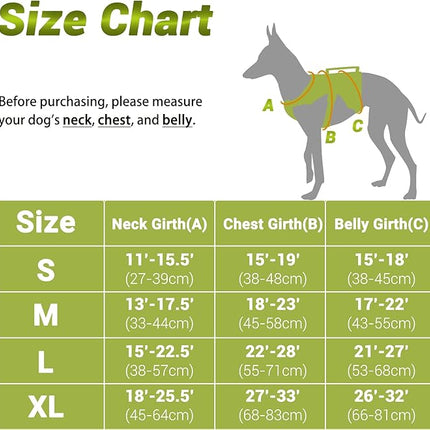 BELPRO Multi-Use Support Dog Harness, Escape Proof No Pull Reflective Adjustable Vest with Durable Handle, Dog Walking Harness for Big/Active Dogs (Green, L)