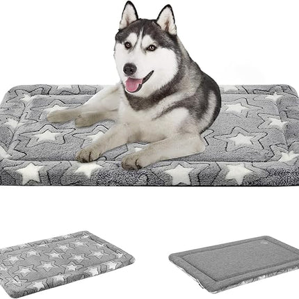 EMPSIGN Dog Crate Pad - Reversible Kennel Mat (Cool & Warm), Machine Washable, Cozy Star Pattern Sleeping Pad for Small Medium Large Dogs, All-Season Pet Bed, Suitable for 36"x24" Dog Crate, Grey