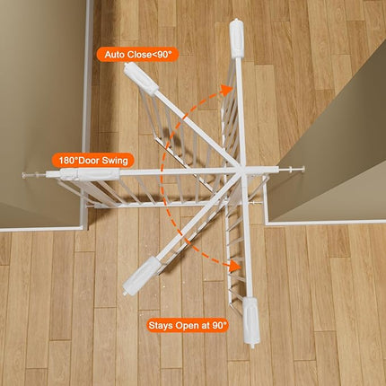 HOOEN 29-34 Inch Wide Baby Gate for Stairs Doorways Metal Indoor Dog Gates Pressure Mounted Walk Through Safety Gates Child Gates for Kids or Pets (29"-34")