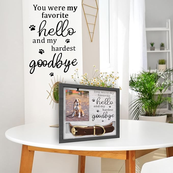 Pet Memorial Frames for Loss of Dog, in Memory of Dog or Cat Passing Away, Pet Collar Keepsake Frame, Wall Mount or Tabletop Remembrance Gifts