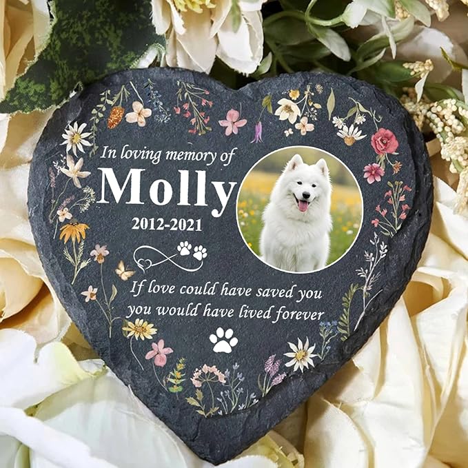 Gabita Custom photo Dog Memorial Stone, Pet Memorial Gifts for Dogs, Dog Memorial Stone, Personalized Pet Grave Markers Headstone Cemetery Decorations for Pet new 3