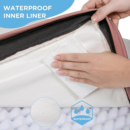 Sunheir Orthopedic Dog Bed for Extra Large Dogs, Waterproof Deluxe Plush Dog Crate Bed with Removable Washable Cover & Anti-Slip Bottom, Egg Crate Foam Pet Bed Mat, 41 x 27 Inches, Pink