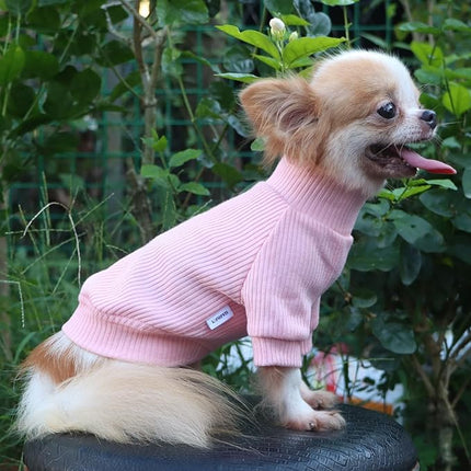 LOPHIPETS Small Dog Turtleneck Sweaters for Teacup Chihuahua Yorkie Puppy Cat Clothes-Bright Light Pink/S