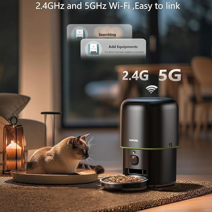 Automatic Cat Feeder with Camera - 5G WiFi Auto Cat Food Dispenser, 1080P HD Video with Night Vision, 1-15 Meals, 1-99 Portions, 2-Way Audio, Keeps Food Fresh, 4L Timed Pet Feeder Also for Dogs
