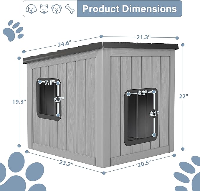 LHBcraft Outdoor Cat House Weatherproof, Clawsable Cat Houses for Outdoor Indoor Cats, Feral Cat House Shelter, Resin Insulated Material, Emergency Exit Easy to Clean and Install, Black