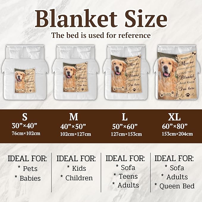 Pet Memorial Gifts for Dogs Cats - Personalized Pet Memorial Throw Blanket with Photo,Loss of Dog Sympathy Gift Bereavement Remembrance Passing Away Gifts,Pet Picture Blanket,Print in USA