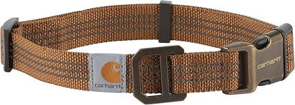 Carhartt Fully Adjustable Nylon Webbing Collars for Dogs, Reflective Stitching for Visibility, Carhartt Brown (Nylon Webbing), Medium