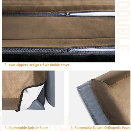 XL Orthopedic Dog Bed for Large Dogs, Waterproof Egg Crate Foam Dog Beds with Removable Washable Cover, XLarge Pet Bed Soft Sofa Couch with Non-Slip Bottom