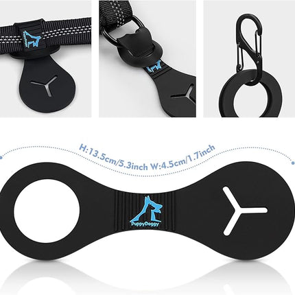 PuppyDoggy Dog Poop Bag Holder for Leash Waste Bag Carrier Dog Poop Bag Dispenser for Walking Running Bicycle Accessory 2 Pieces (Black + Mixed Blue)