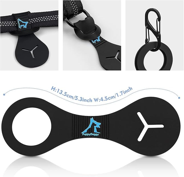 PuppyDoggy Dog Poop Bag Holder for Leash Waste Bag Carrier Dog Poop Bag Dispenser for Walking Running Bicycle Accessory 2 Pieces (Black + Mixed Blue)