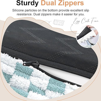 Large Dog Bed Orthopedic Washable: Beds Bolster XL Bed Medium Large Dogs Egg Crate Foam Couch Sofa Waterproof with Removable Cover - Green Grid