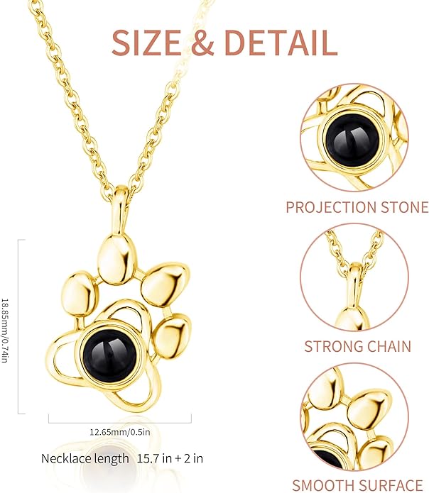 Easycosy Personalized Picture Necklace Projection Necklace with Photo Inside - Custom Photo Heart Pendant Necklace - Photo Gifts Valentines Birthday Love Memorial Gifts for Girlfriend Wife Women