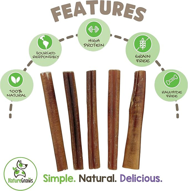 Nature Gnaws Large Bully Sticks for Dogs 5-6" (15 Count) - Thick Long Lasting for Aggressive Chewers and Large Dogs - Natural Beef Dog Chew Bones