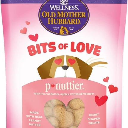 Old Mother Hubbard Wellness Bits of Love P-Nuttier Dog Biscuits, Natural, Seasonal, Valentine's Day Treats, Peanut Butter Flavor, (6 Ounce Bag)