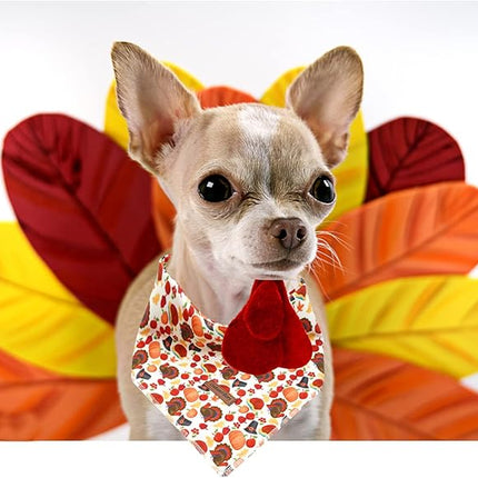 Lionheart glory Turkey Dog Bandanas Fall 1 Pack Washable Soft Dogs Scarf, Square Adjustable Girl Boy Dog Bandanas for Medium Large Dogs Holiday